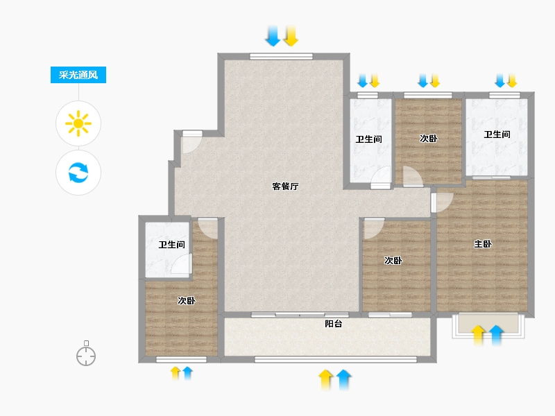 江苏省-苏州市-万科朗拾玉湖-146.00-户型库-采光通风