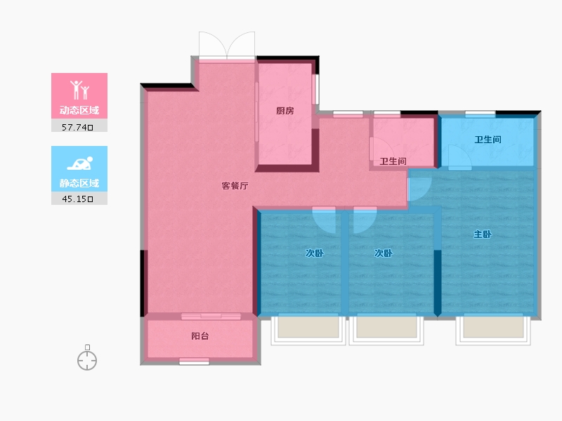 陕西省-西安市-高科丝路嘉境-91.82-户型库-动静分区