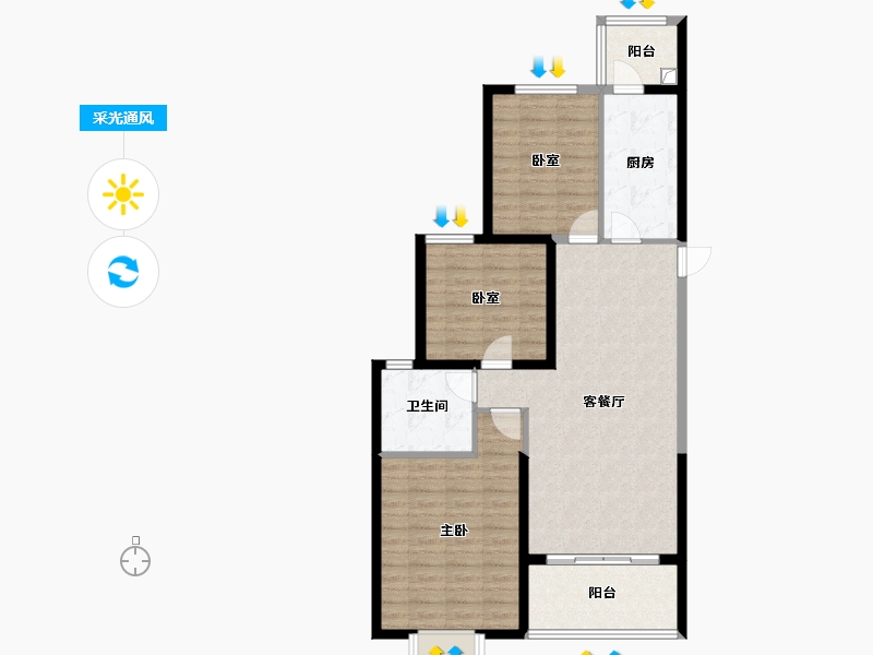 山西省-长治市-潞湖湾-92.00-户型库-采光通风