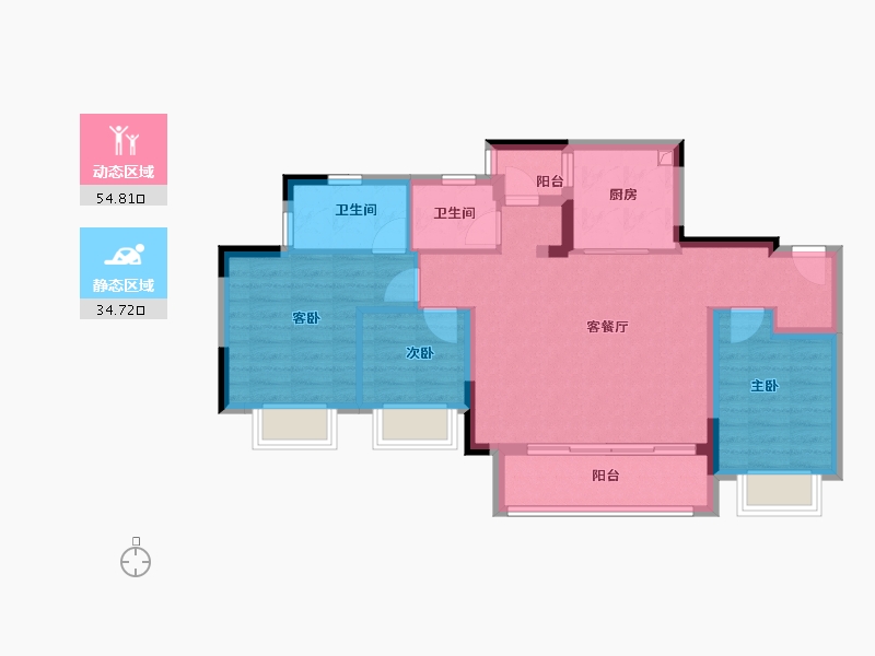 重庆-重庆市-龙湖熙上-79.24-户型库-动静分区