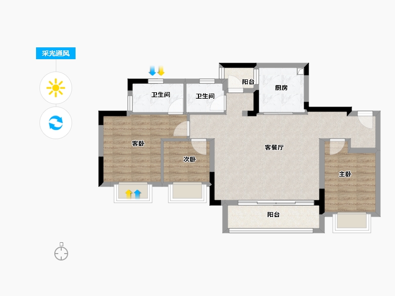 重庆-重庆市-龙湖熙上-79.24-户型库-采光通风