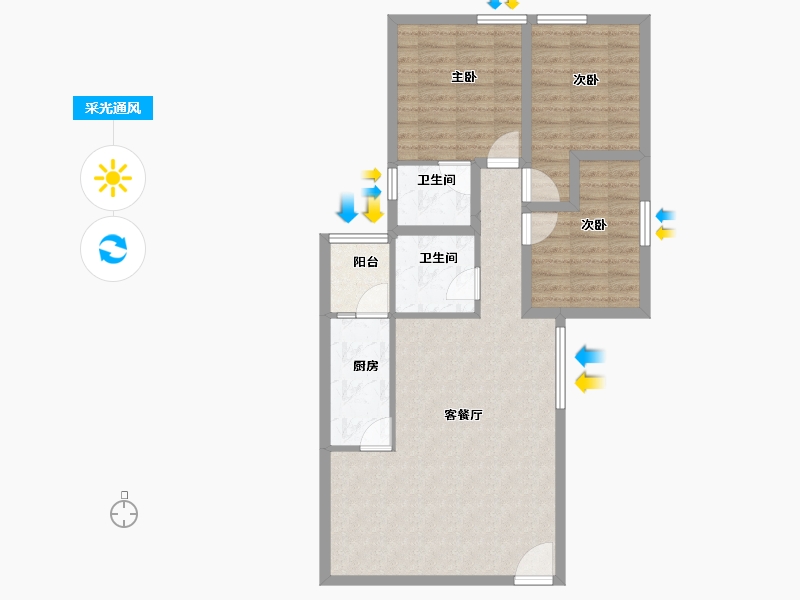 广东省-深圳市-中信海滨花园-83.53-户型库-采光通风