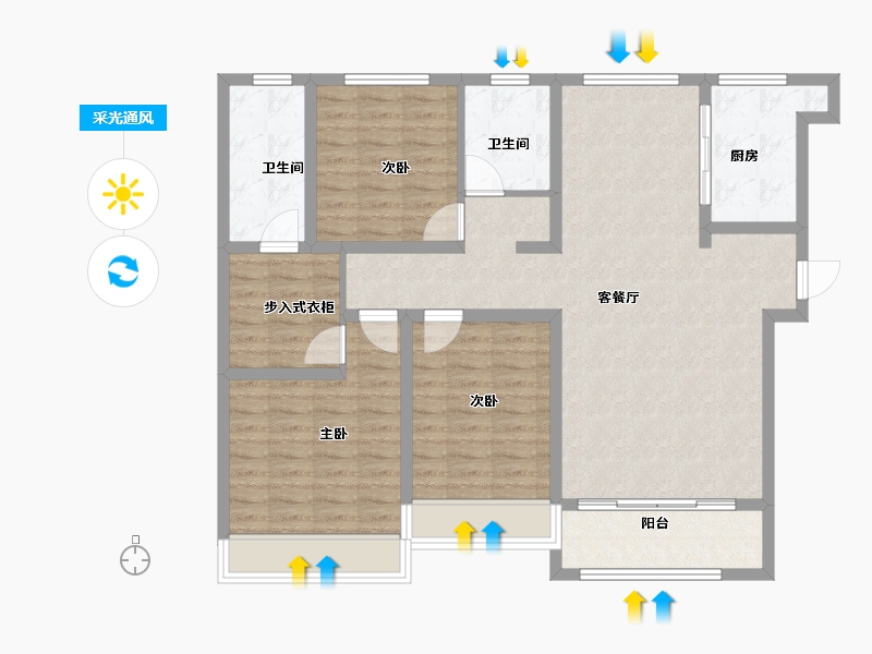 山东省-滨州市-中海·逸品苑-110.00-户型库-采光通风