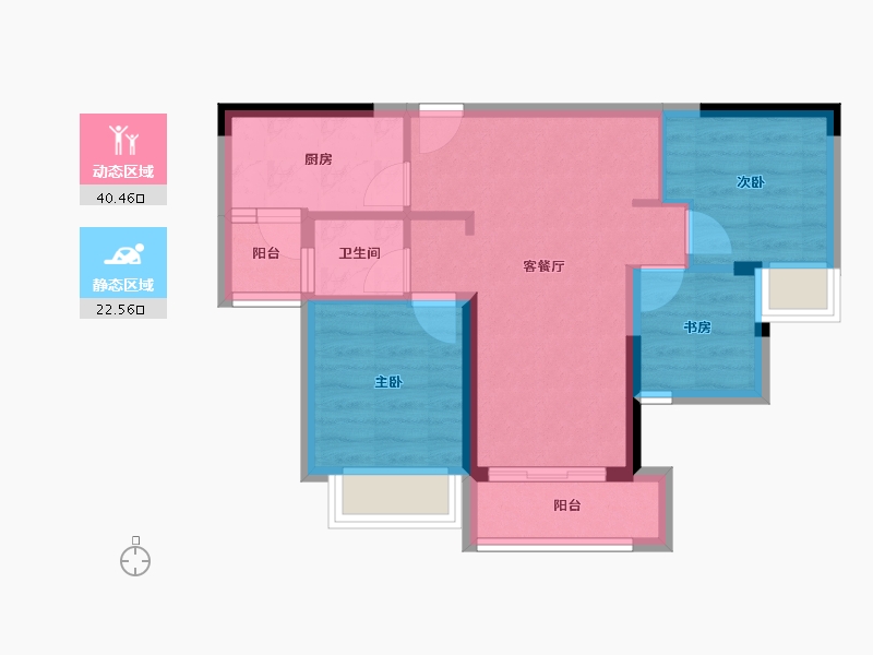 重庆-重庆市-富力院士廷-55.43-户型库-动静分区