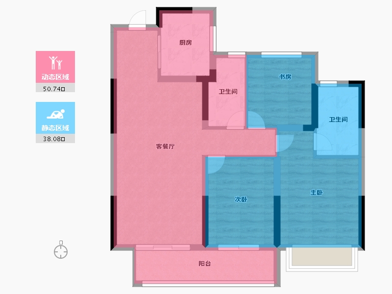 浙江省-杭州市-未来城云上凤栖(人才共有产权）-79.00-户型库-动静分区