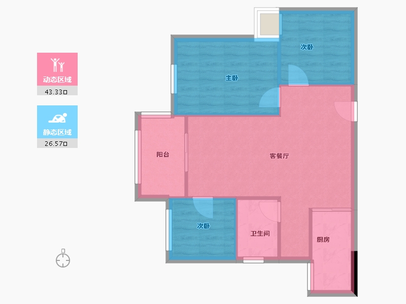 广东省-广州市-珠江西湾里-63.34-户型库-动静分区