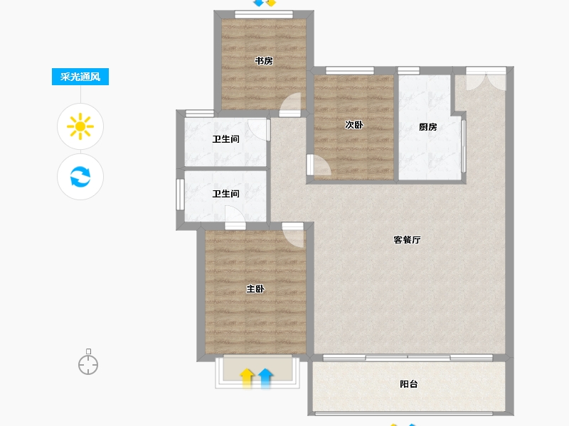 陕西省-西安市-山水华府-98.00-户型库-采光通风