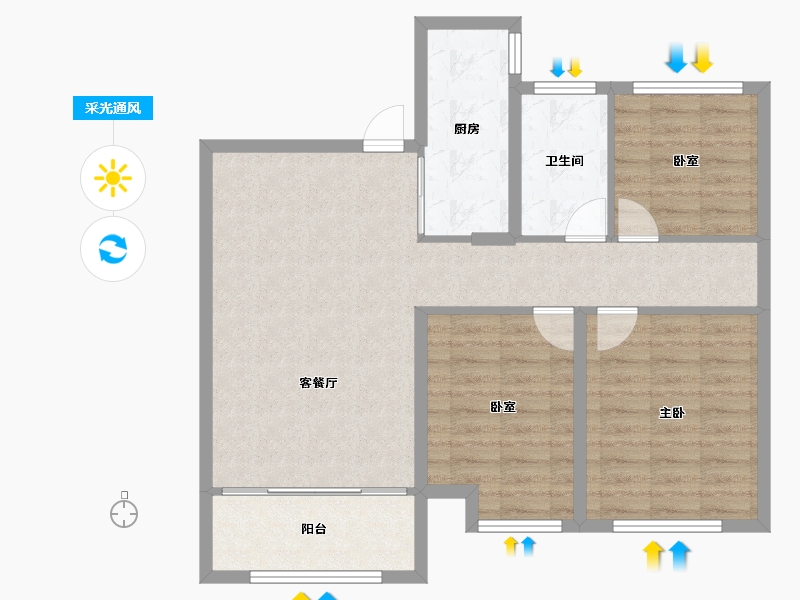 甘肃省-兰州市-中海铂悦府-84.20-户型库-采光通风