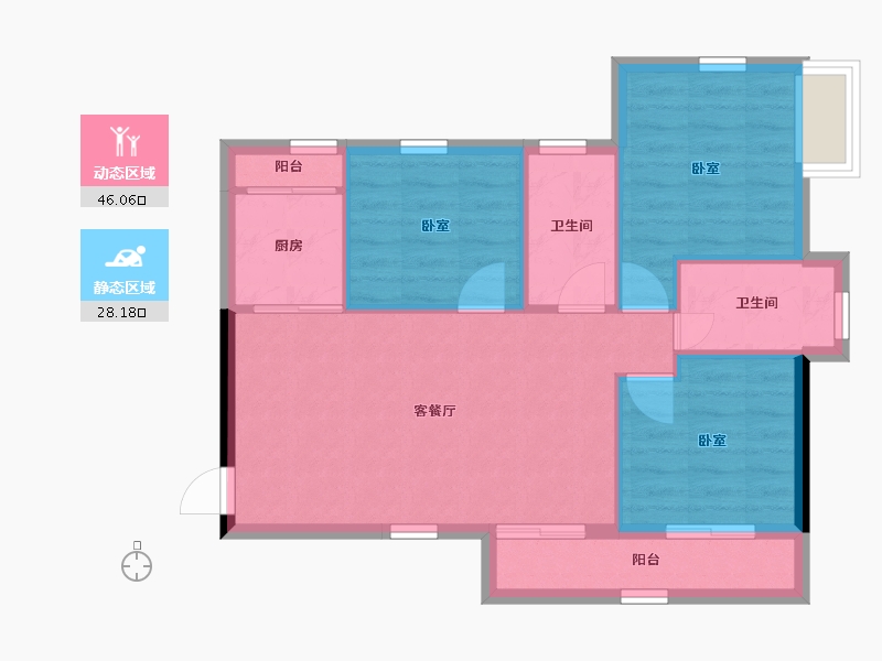 四川省-眉山市-君烨·云鹭洲-67.05-户型库-动静分区