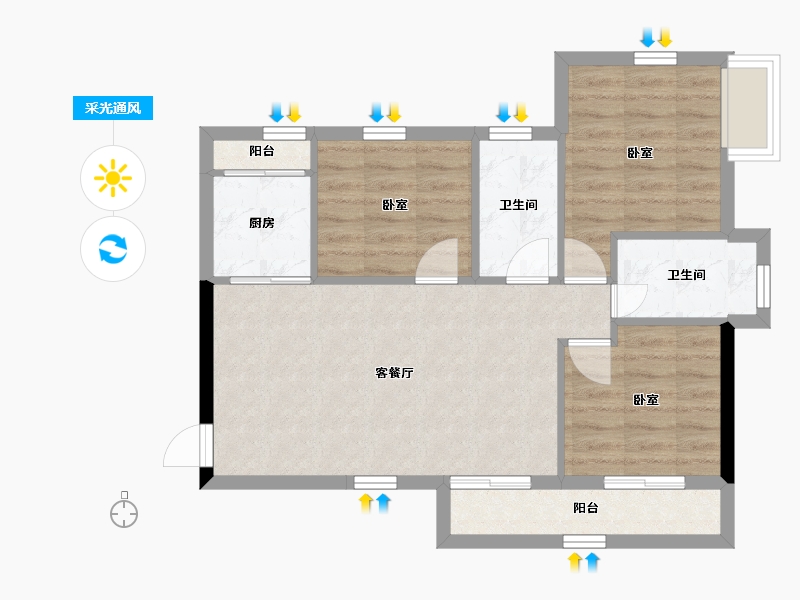 四川省-眉山市-君烨·云鹭洲-67.05-户型库-采光通风