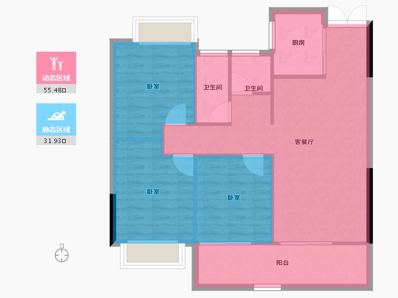 湖北省-武汉市-能建·长江华府-79.84-户型库-动静分区