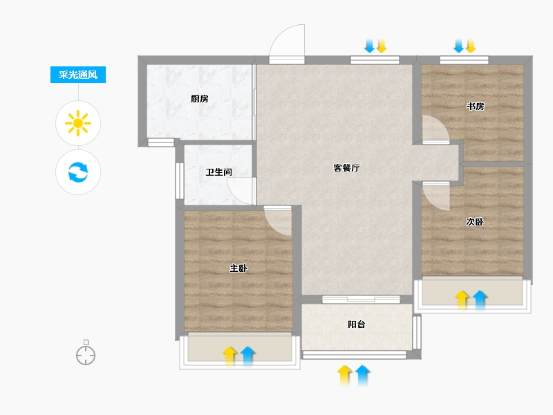 浙江省-绍兴市-HFC华发金融活力城-71.27-户型库-采光通风