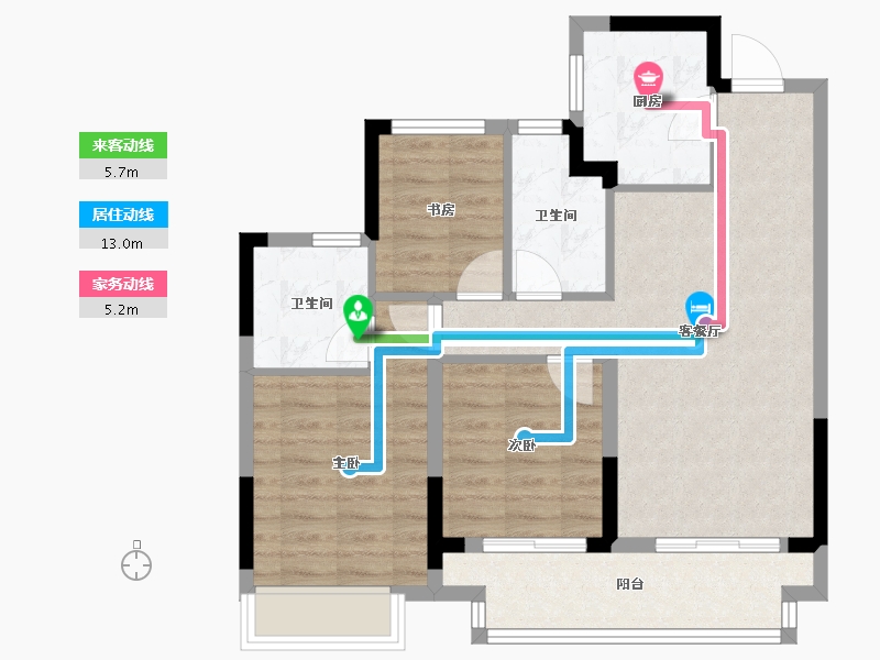 浙江省-绍兴市-元垄紫玥府-74.90-户型库-动静线