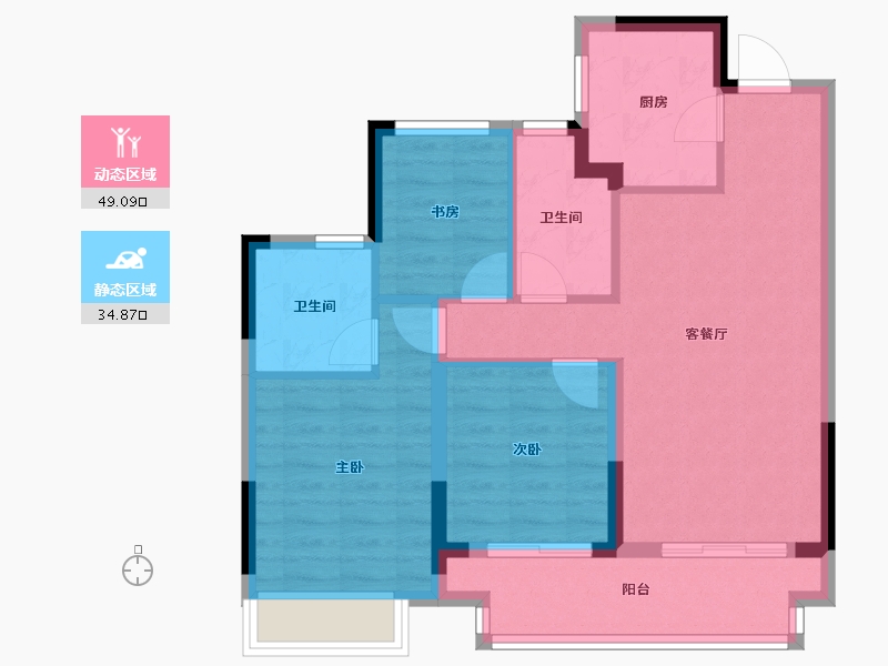 浙江省-绍兴市-元垄紫玥府-74.90-户型库-动静分区