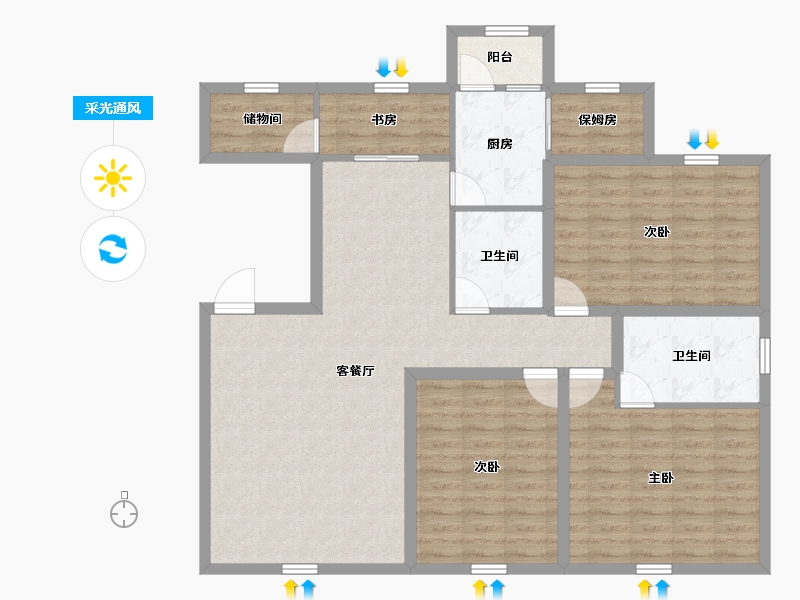 广东省-深圳市-金泰名苑-117.06-户型库-采光通风