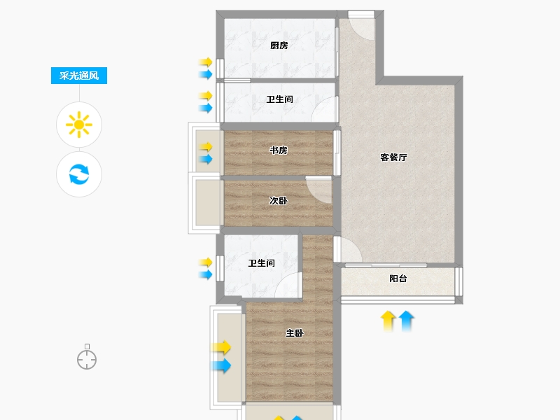 广东省-深圳市-景贝村(B区)-59.35-户型库-采光通风