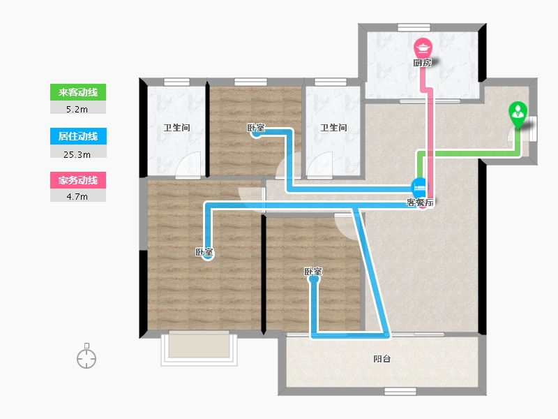 湖北省-荆州市-保利公园壹号-92.68-户型库-动静线