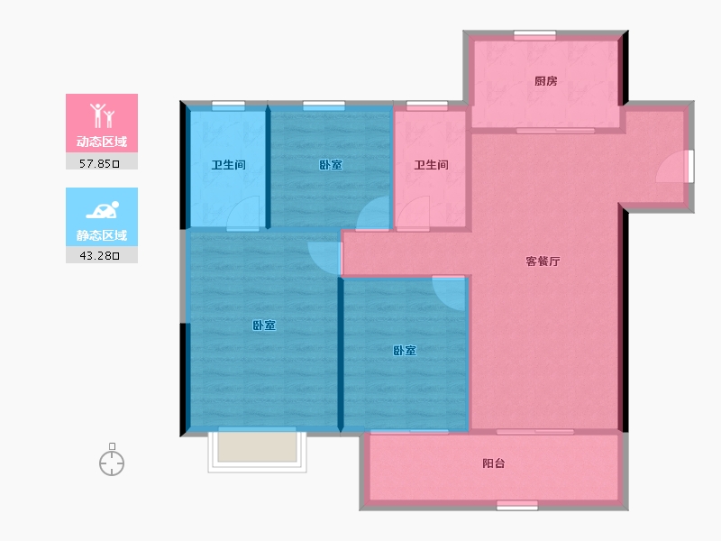 湖北省-荆州市-保利公园壹号-92.68-户型库-动静分区