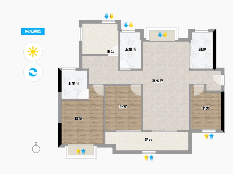 广东省-惠州市-新城香悦澜山-91.78-户型库-采光通风