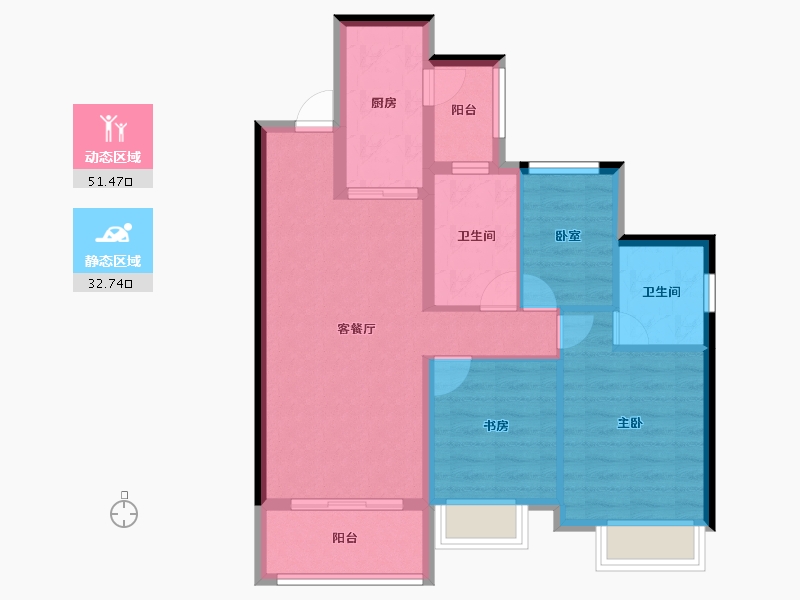 重庆-重庆市-富力院士廷-74.88-户型库-动静分区