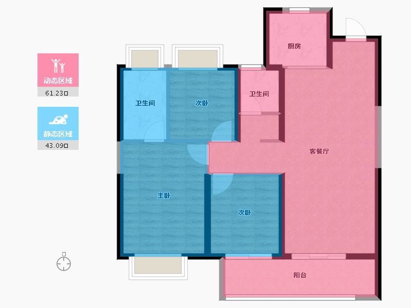 湖北省-武汉市-武汉城建悦享湖璟-94.00-户型库-动静分区