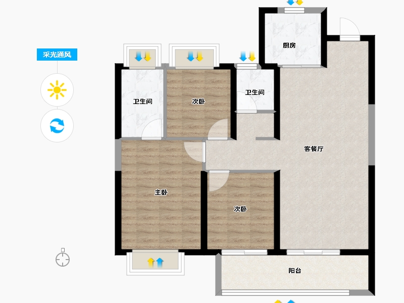 湖北省-武汉市-武汉城建悦享湖璟-94.00-户型库-采光通风