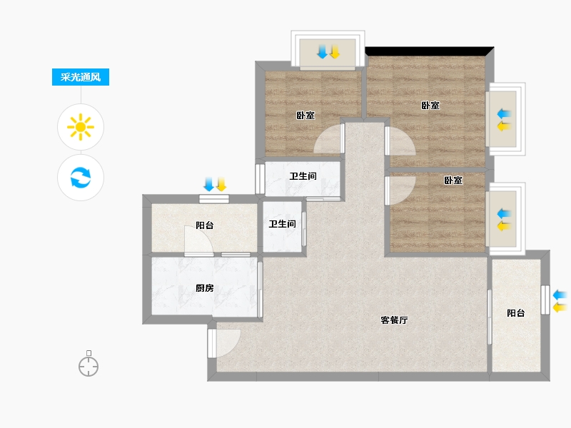 广东省-深圳市-宏发悦见公园里-63.20-户型库-采光通风