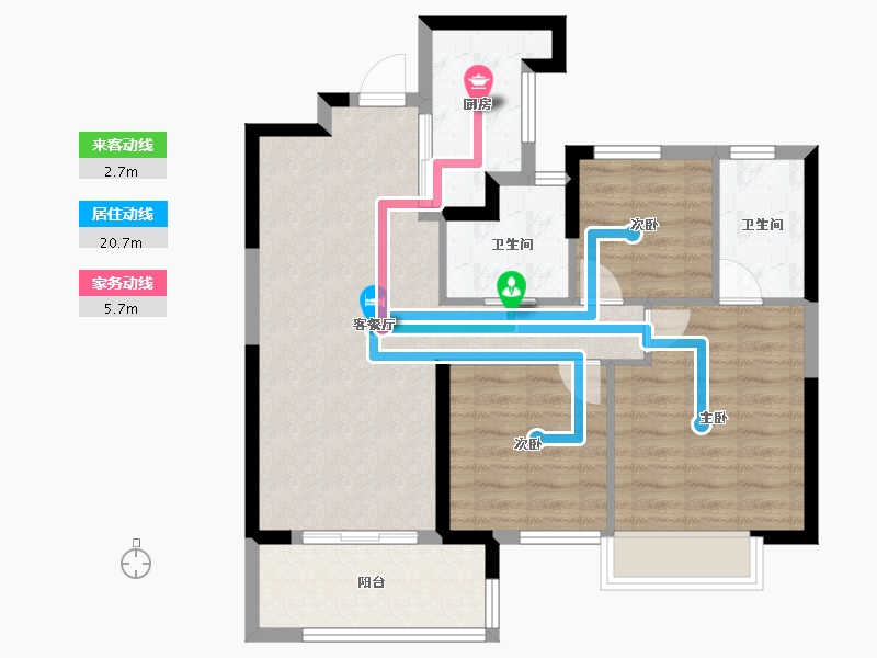 湖北省-荆州市-保利公园壹号-77.83-户型库-动静线