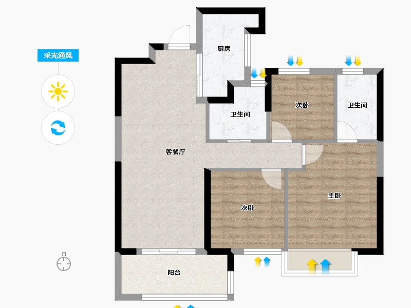 湖北省-荆州市-保利公园壹号-77.83-户型库-采光通风