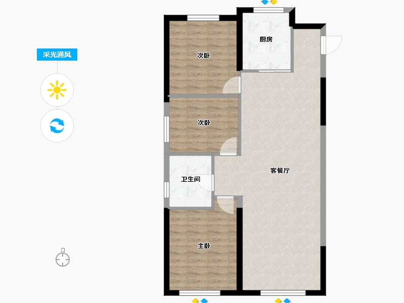 甘肃省-兰州市-中海铂悦府-84.78-户型库-采光通风