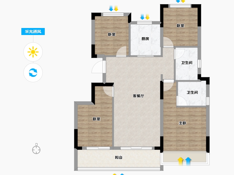 浙江省-杭州市-伟星咏滨名邸-93.57-户型库-采光通风