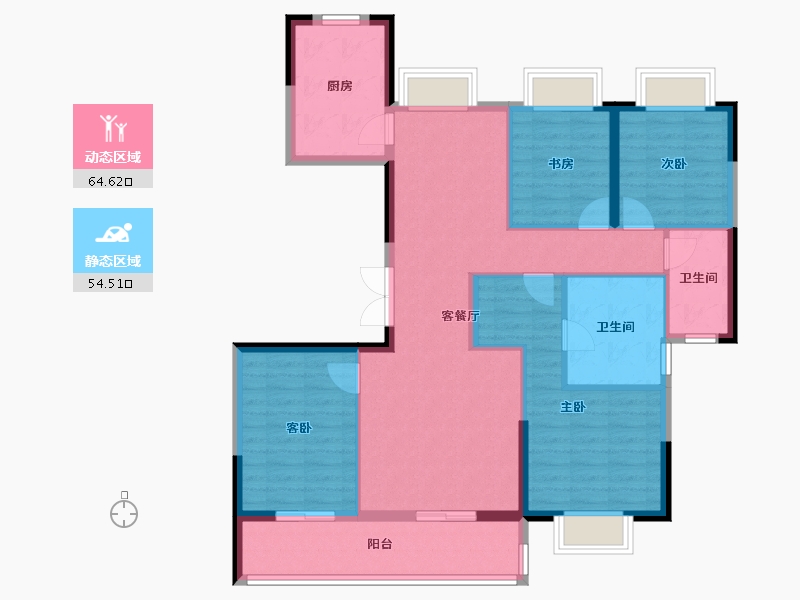 湖北省-武汉市-能建·长江华府-106.76-户型库-动静分区