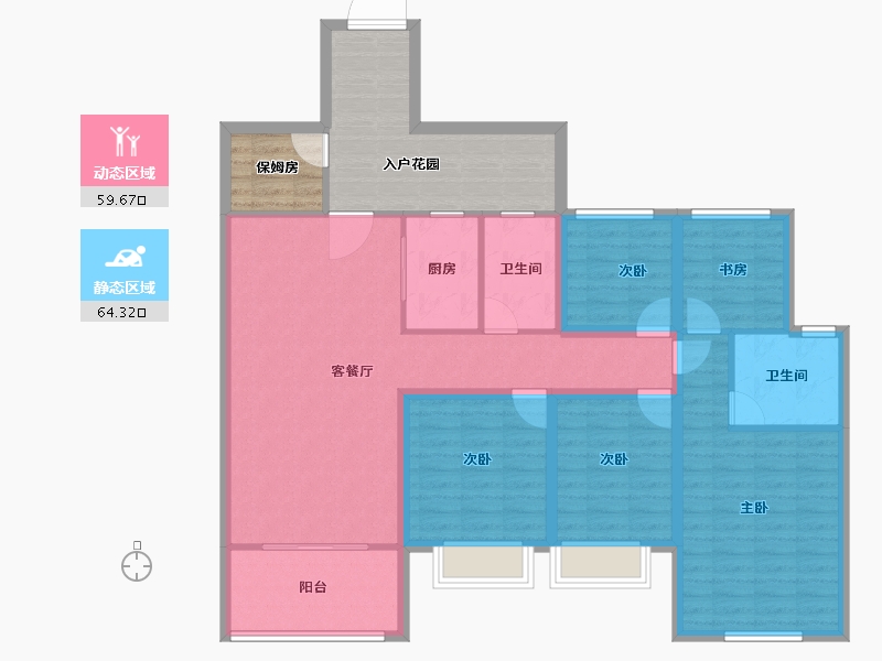 广东省-深圳市-蓝郡左岸花园-129.78-户型库-动静分区