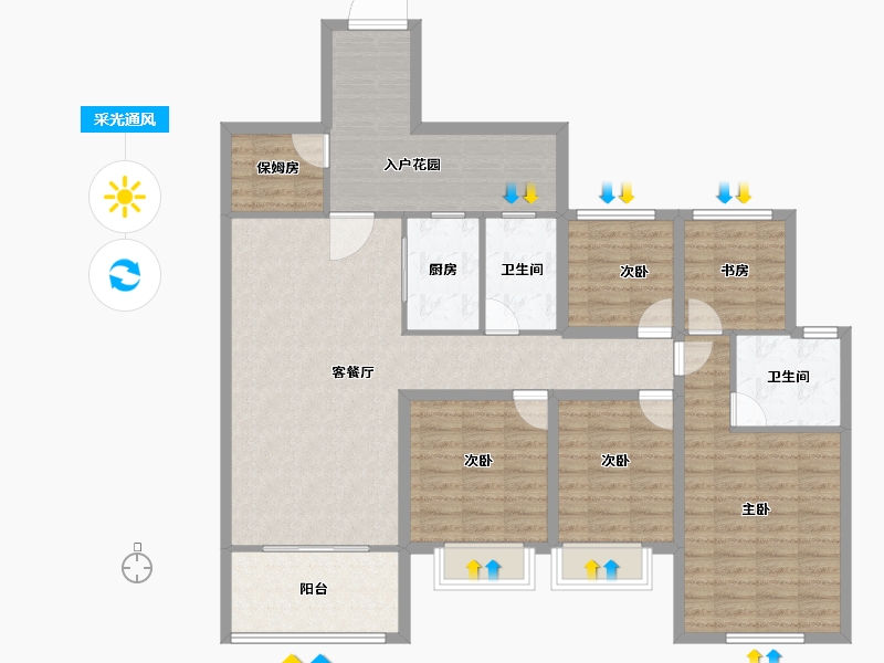 广东省-深圳市-蓝郡左岸花园-129.78-户型库-采光通风