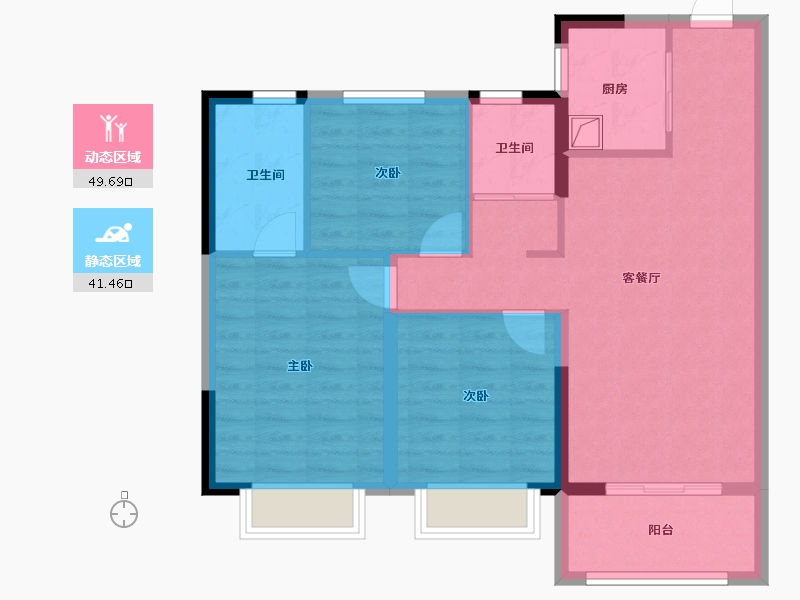 云南省-大理白族自治州-大华锦绣华城-81.60-户型库-动静分区