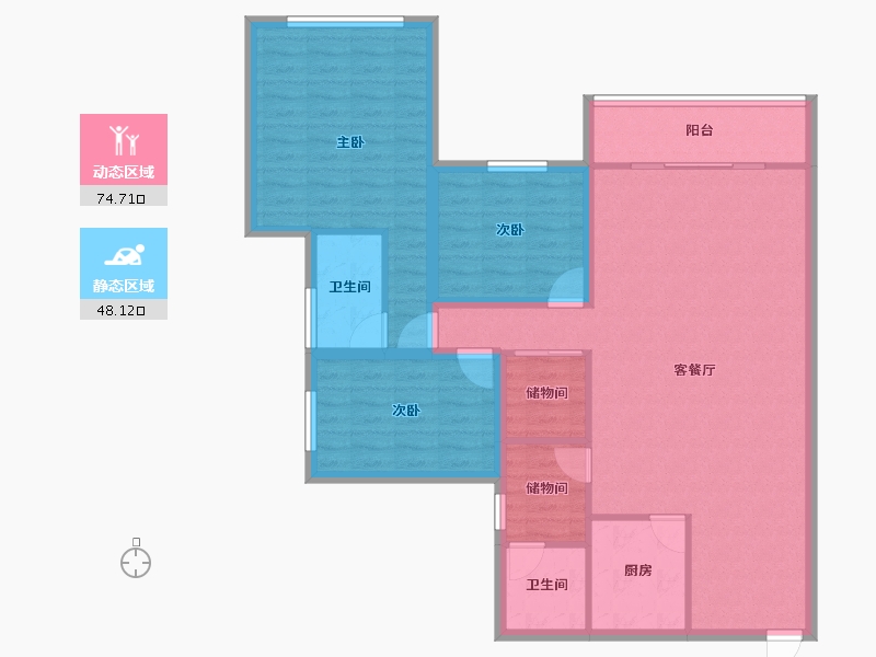 广东省-深圳市-鹏兴花园(六期)-110.96-户型库-动静分区