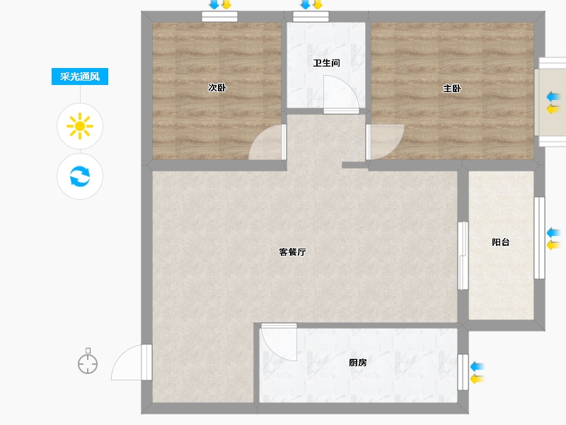 陕西省-西安市-领航悦峯-65.20-户型库-采光通风