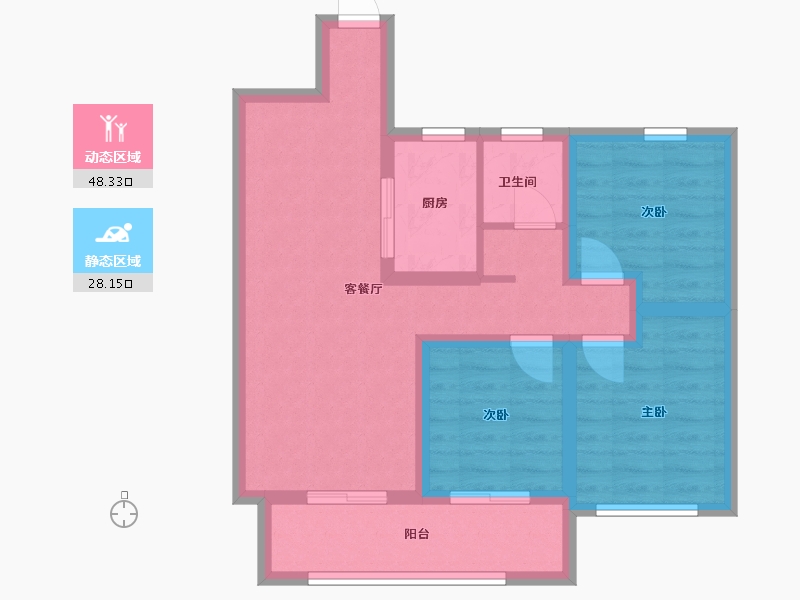 陕西省-宝鸡市-紫汀佳苑-66.91-户型库-动静分区