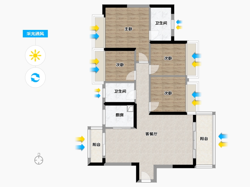 广东省-韶关市-云星钱隆誉园-99.20-户型库-采光通风