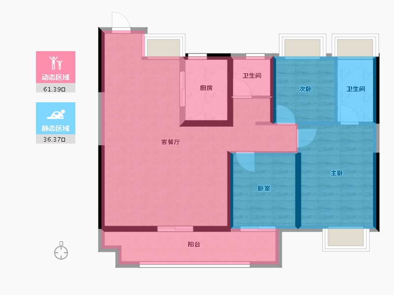 湖北省-武汉市-武汉城建悦享湖璟-87.17-户型库-动静分区