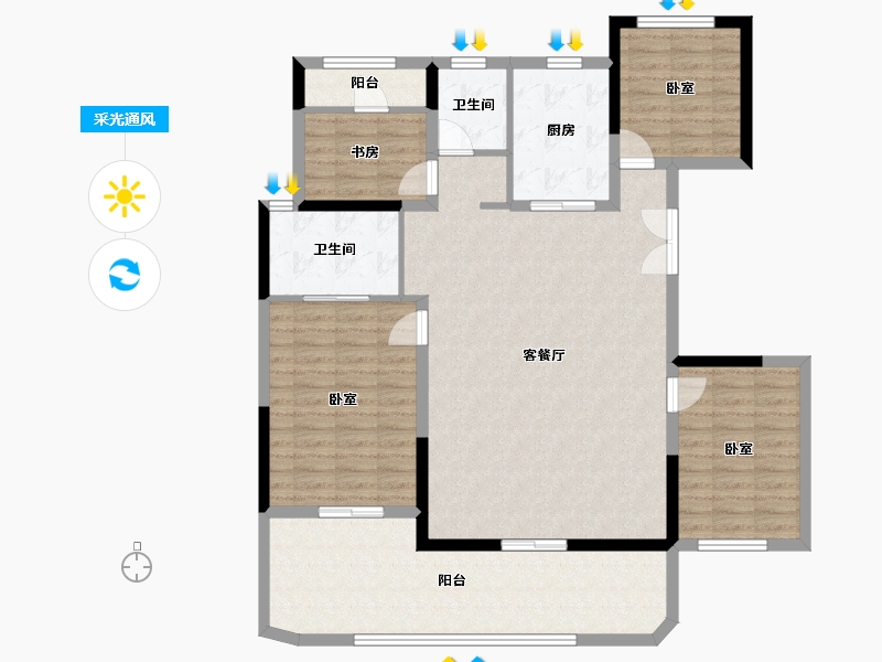 陕西省-西安市-华润置地·润玺臺-125.93-户型库-采光通风