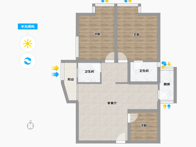 广东省-深圳市-天富花园-76.89-户型库-采光通风