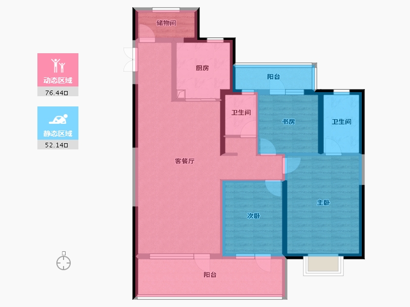 宁夏回族自治区-银川市-中国铁建润发兰庭云宸-114.40-户型库-动静分区