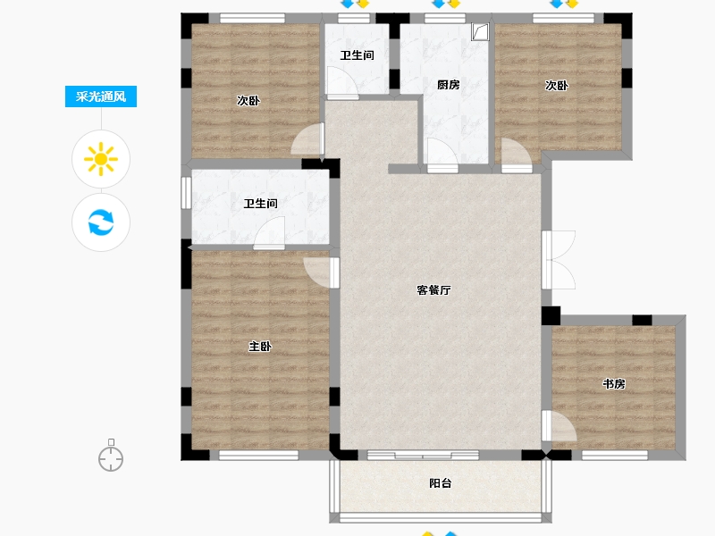 上海-上海市-高阳新里-112.00-户型库-采光通风