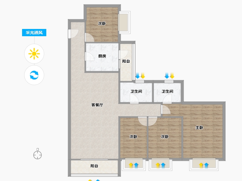 广东省-深圳市-桐辉居-109.83-户型库-采光通风