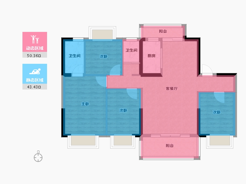 湖北省-宜昌市-碧桂园翡翠滨江-115.04-户型库-动静分区