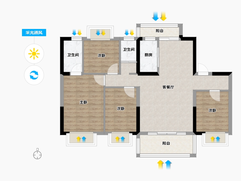 湖北省-宜昌市-碧桂园翡翠滨江-115.04-户型库-采光通风