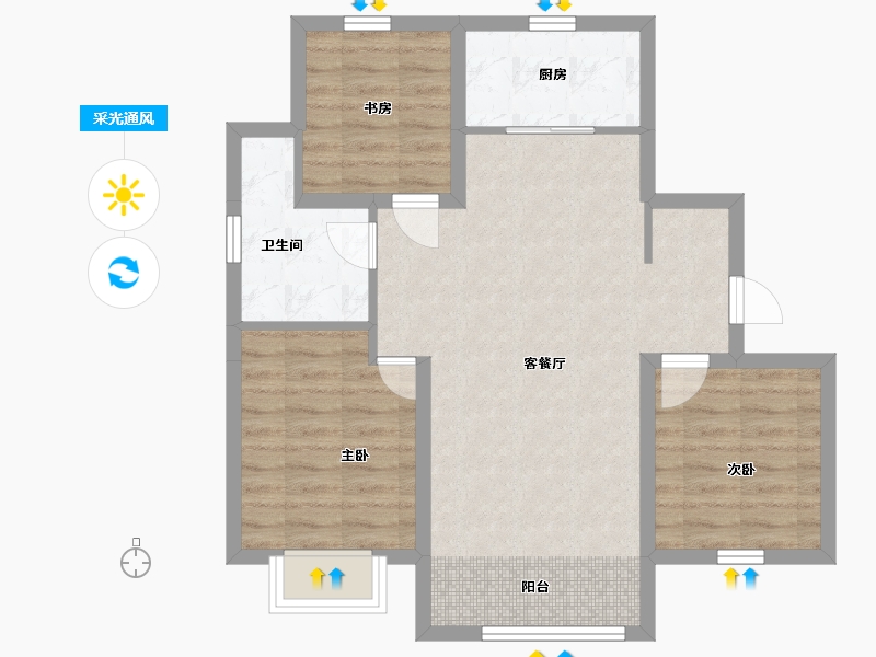 山东省-威海市-威新瑞璟-71.70-户型库-采光通风