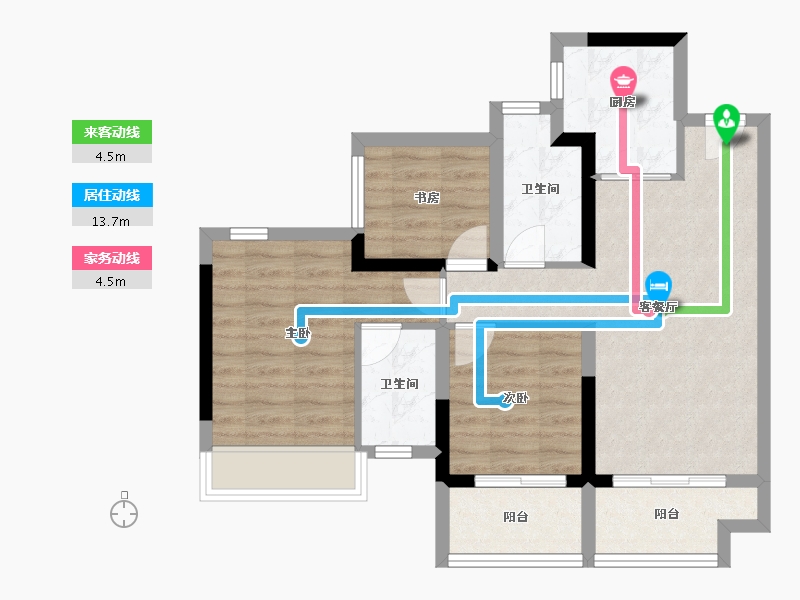 广东省-中山市-越秀建发·玺樾-70.76-户型库-动静线