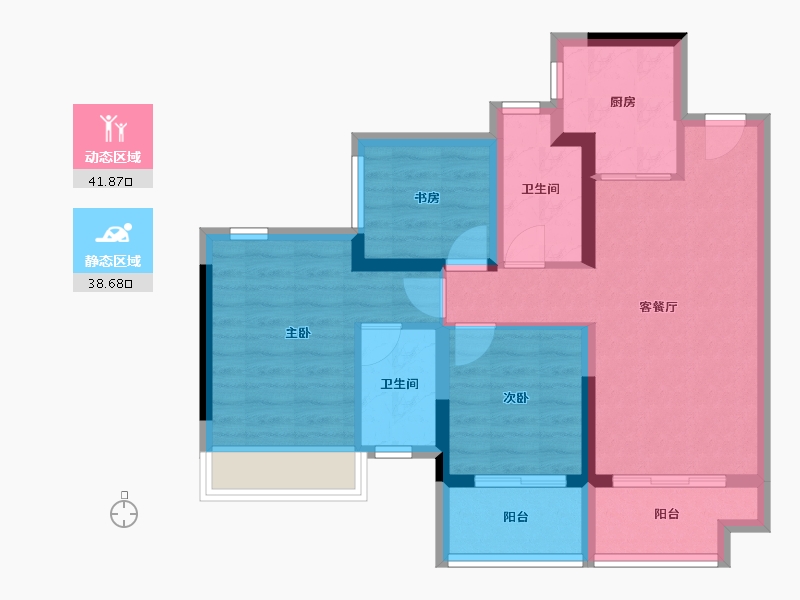 广东省-中山市-越秀建发·玺樾-70.76-户型库-动静分区